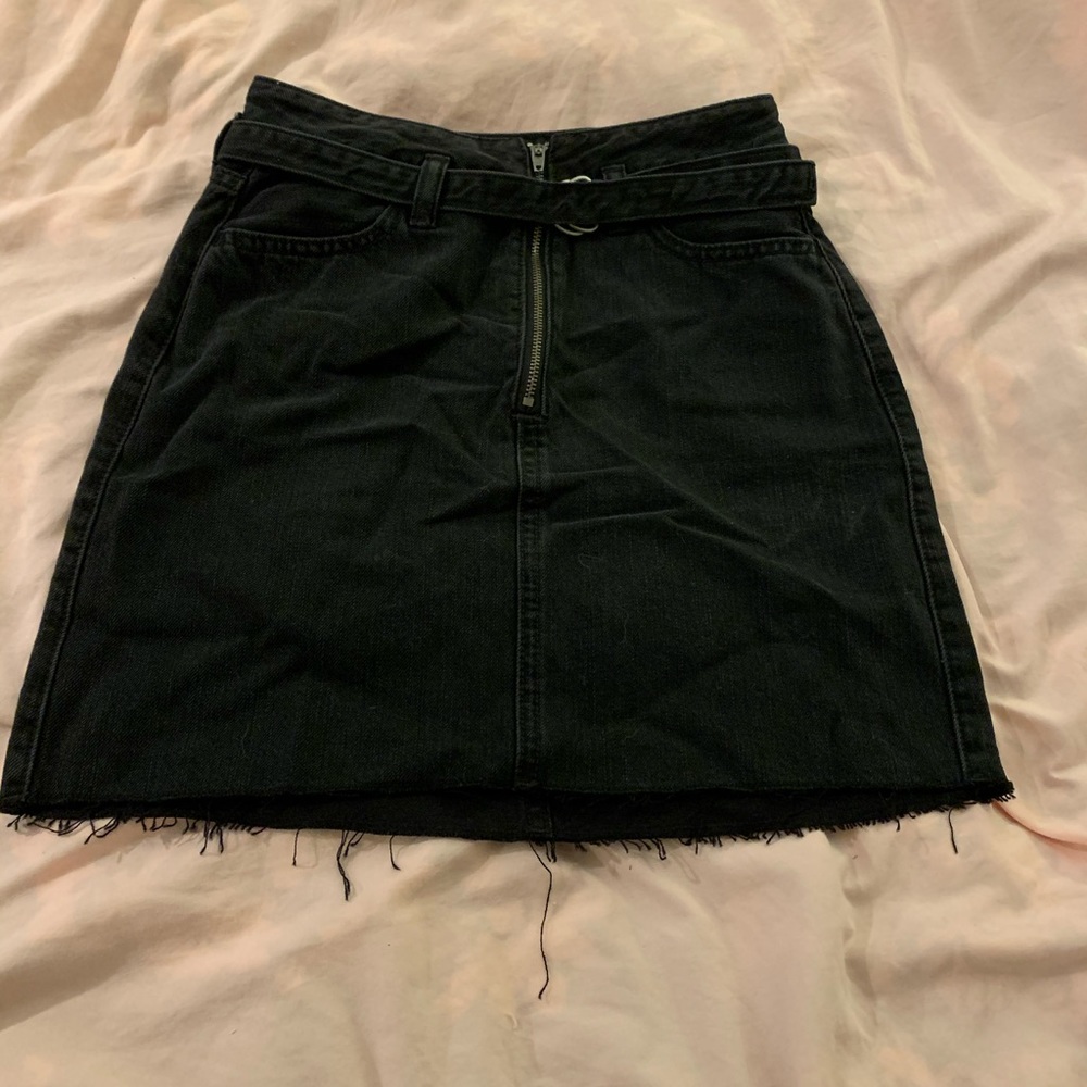hollister black jean skirt